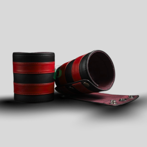 Leather long wristband with color stripes 2