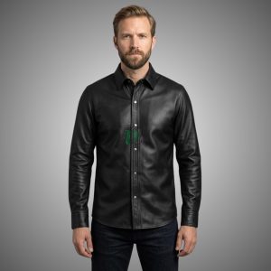 Premium Full Sleeve Black Leather Plain Shirt | for Men | All Colors