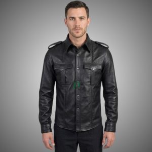 Premium Full Sleeve Leather Police Shirt for Men